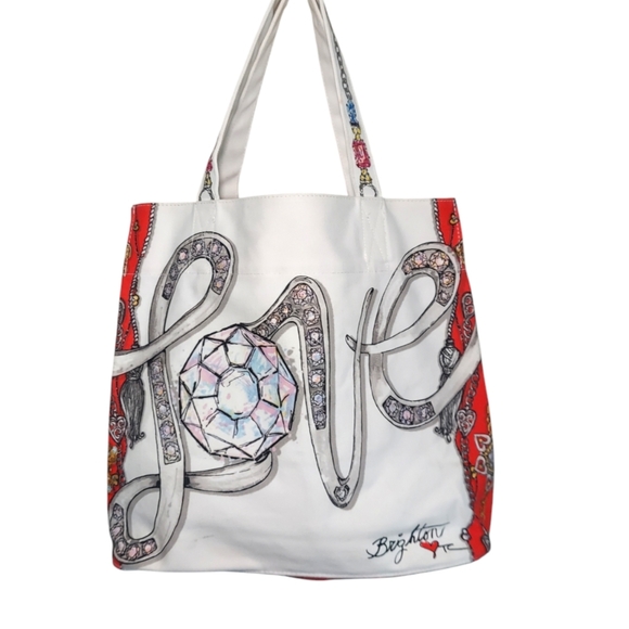 Brighton Large Canvas All That Glitters Ornate Tote Shoulder Bag - Picture 5 of 8